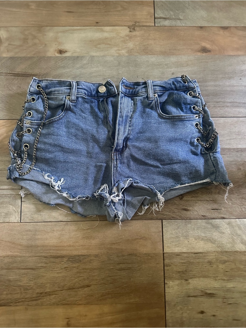 AKIRA Side-Laced Chain Blue Denim Women's Shorts~L